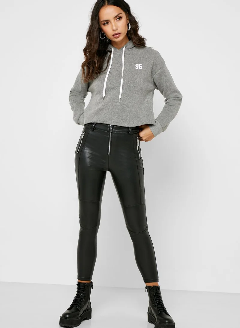 Topshop Petite Leather Look PU Biker Pants for Women Best Price Oman