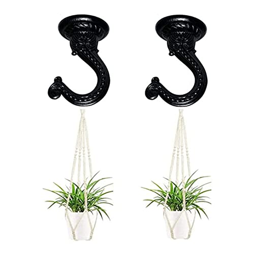 GDQLCNXB 2 Sets 55mm/2.17" Ceiling Metal Ceiling Hooks, Heavy Duty Swag Ceiling Hooks with Hardware for Hanging Plants/Chandeliers/Wind Chimes/Ornament (Black Color) - Image 4