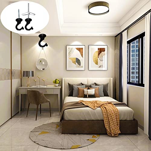 GDQLCNXB 2 Sets 55mm/2.17" Ceiling Metal Ceiling Hooks, Heavy Duty Swag Ceiling Hooks with Hardware for Hanging Plants/Chandeliers/Wind Chimes/Ornament (Black Color) - Image 5