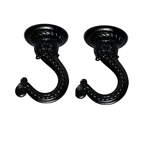 GDQLCNXB 2 Sets 55mm/2.17" Ceiling Metal Ceiling Hooks, Heavy Duty Swag Ceiling Hooks with Hardware for Hanging Plants/Chandeliers/Wind Chimes/Ornament (Black Color) - Image 1