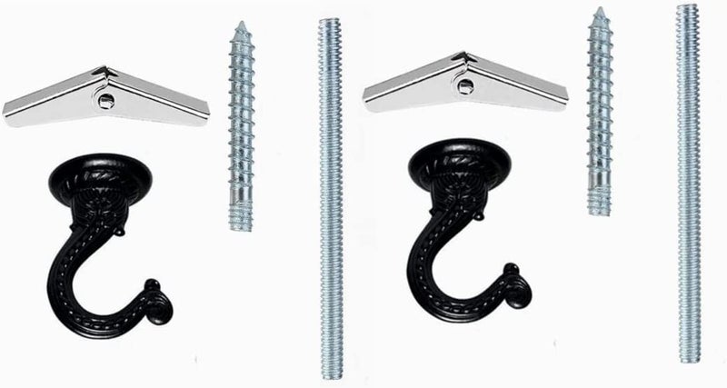 GDQLCNXB 2 Sets 55mm/2.17" Ceiling Metal Ceiling Hooks, Heavy Duty Swag Ceiling Hooks with Hardware for Hanging Plants/Chandeliers/Wind Chimes/Ornament (Black Color) - Image 3