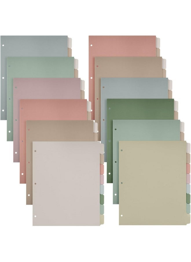 Honoson 12 Sets 8 Tab Binder Dividers For 3 Ring Binders 8.5 X 11 Inch Paper Multicolor Dividers With Plastic Film 3 Hole Punched Page Dividers Sturdy Binder Index Dividers For School (Dark Color)  - Image 1