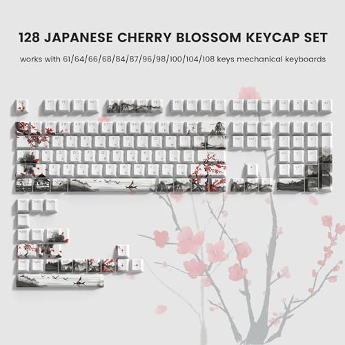 COSTOM Womier PBT Keycaps Set 130 Keys, Custom White Japanese Keyboard Doubleshot Dye Sub Side Print Shine Through Keycaps 60 65 75 100 Percent, Cherry Profile - Image 2