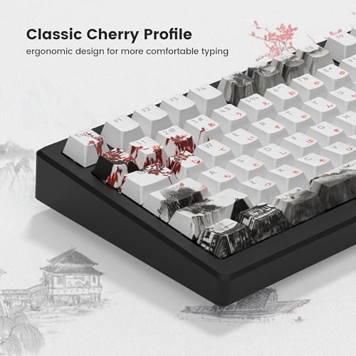 COSTOM Womier PBT Keycaps Set 130 Keys, Custom White Japanese Keyboard Doubleshot Dye Sub Side Print Shine Through Keycaps 60 65 75 100 Percent, Cherry Profile - Image 5