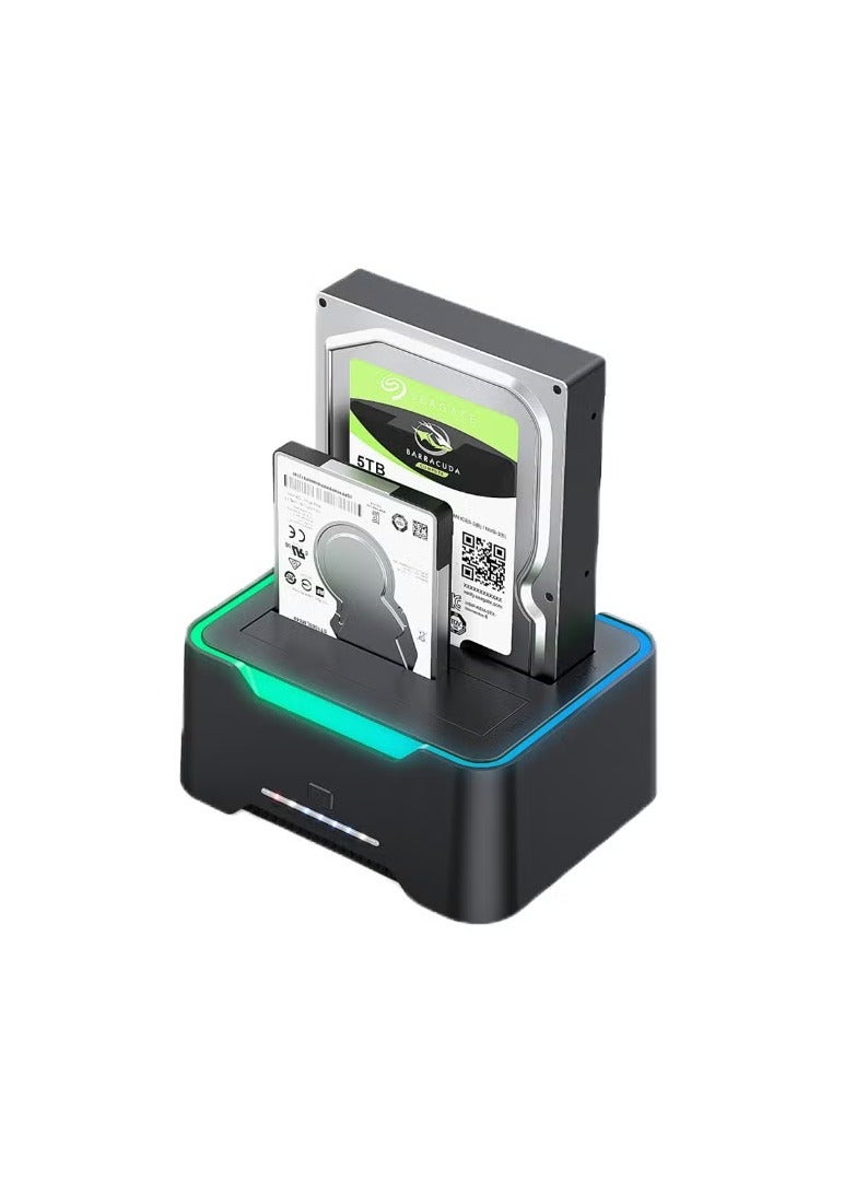 Haing USB 3.0 Dual Bay Hard Drive Dock with RGB LED – 2.5/3.5 Inch SATA HDD SSD Enclosure - Image 1