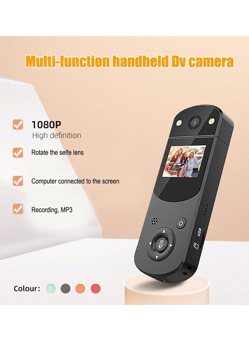 Digital DV Camera Mini Body Car Camera Video Recorder MP3 Player 1080P Screen with Infrared Night Light Rotating Len for Sports Home Office Accompanying Recorder