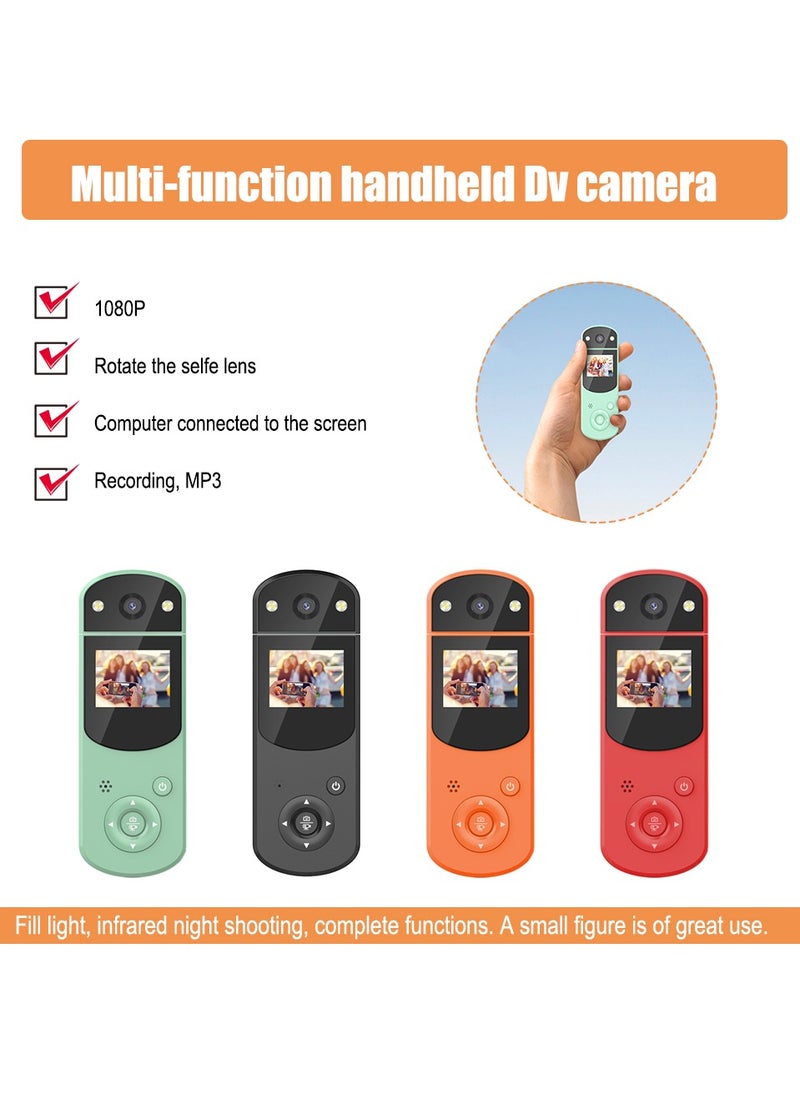 Digital DV Camera Mini Body Car Camera Video Recorder MP3 Player 1080P Screen with Infrared Night Light Rotating Len for Sports Home Office Accompanying Recorder