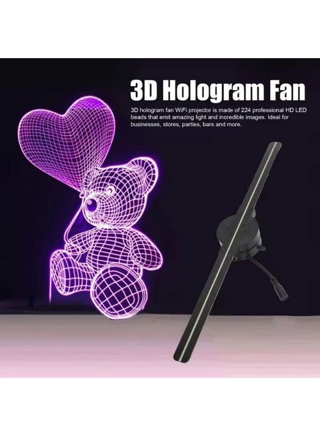 3D Holographic Projector Fan Led Lamp Beads Upload Hologram fan Photos and Videos Display Advertising Light Sign Light Display - Image 1