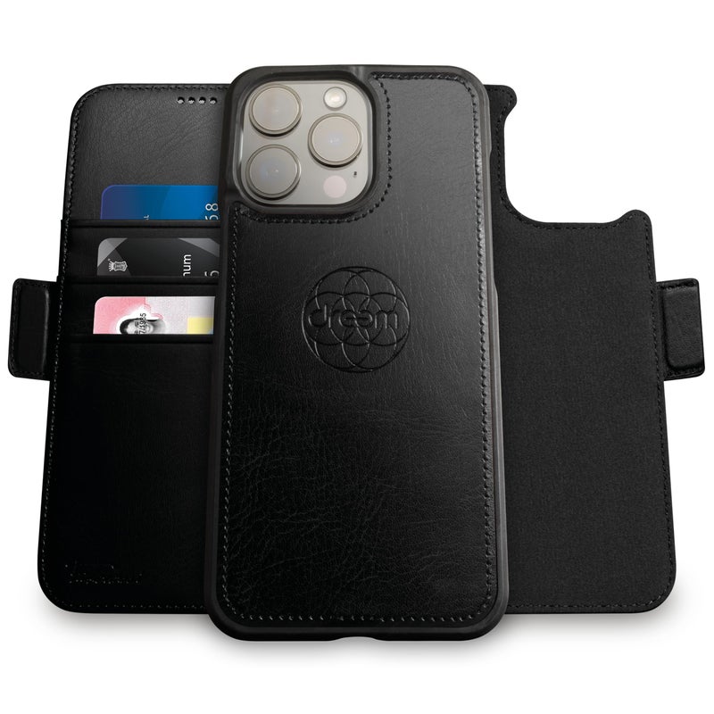 Dreem Wallet Case for iPhone 14 Pro Max 2 Way Phone Stand Magnetic Detachable Vegan Leather Flip Cover RFID Blocking Card Holder MagSafeFit Gift Box Fibonacci Black - Image 2