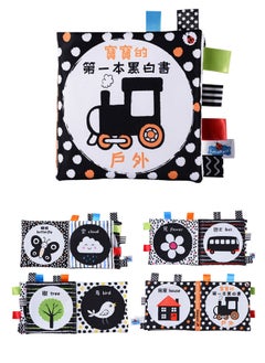 Generic LakaRose Baby Bite Black And White Label Cloth Book Baby Early Education Visual Stimulation Tear-free Paper Book Toy-Color:Black And White Label Cloth Book Traditional (car)  - Image 1