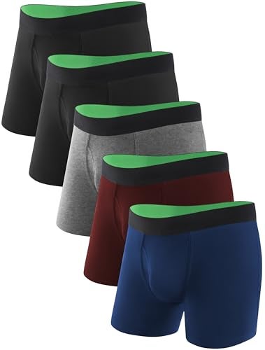 TIICHOO Washable Urinary Incontinence Underwear for Men Cotton Boxers Briefs 5 Pack(XL, 2 Black/Burgundy/Navy/Light Gray) - Image 1
