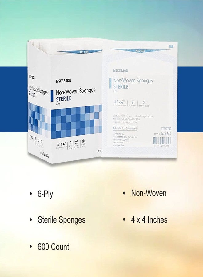 McKesson Non-Woven Sponges, Sterile, 6-Ply, Polyester/Rayon, 4 in x 4 in, 2 per Pack, 25 Packs, 50 Total - Image 2