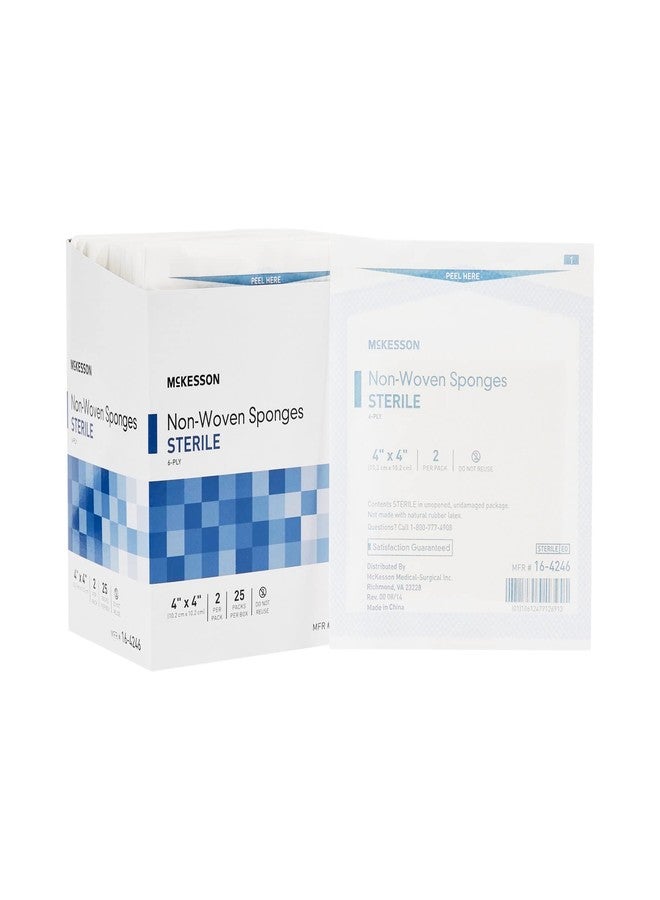 McKesson Non-Woven Sponges, Sterile, 6-Ply, Polyester/Rayon, 4 in x 4 in, 2 per Pack, 25 Packs, 50 Total - Image 1