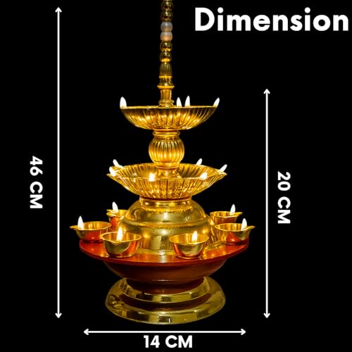 Nabhya Combo of 2 Hanging 19 Deep Double Step 3 Layer Electric Diya Deepam Light Pooja Diya Rice LED Light Mandir Diya for Home Temple Decor Electric Diya (19 Deep, Pack of 2) - Image 4