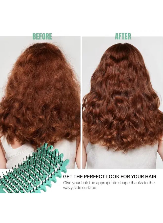Gentle Detangling Styling Brush For Curly Hair With Nylon Bristles And ABS Handle Lightweight For All Hair Types Promotes Smooth Curls Frizz Control Green - Image 3