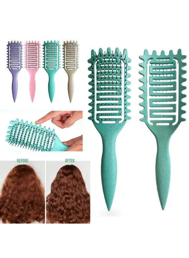 Gentle Detangling Styling Brush For Curly Hair With Nylon Bristles And ABS Handle Lightweight For All Hair Types Promotes Smooth Curls Frizz Control Green - Image 1