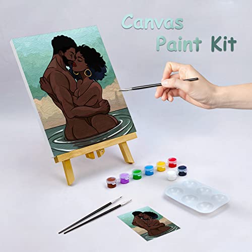 Nuberlic Canvas Painting Kit Pre Drawn Canvas for Painting for Adults Couples Paint and Sip Party Supplies Love Theme Couple DIY Date Night Activities Valentines Gift Pack of 1, 8x10 inch - Image 2