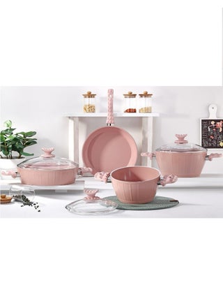 7-Piece Farah Cookware Set - Tempered Glass Lids - 2 Deep Pots - 1 Low Pot - 1 Frypan - Non-Stick Ceramic Surface - PFOA Free - Pink - pzsku/Z4B5ECE1B72C2124139A3Z/45/_/1708627705/2ccfbdf1-334c-4378-95ad-db79ab81a6b4