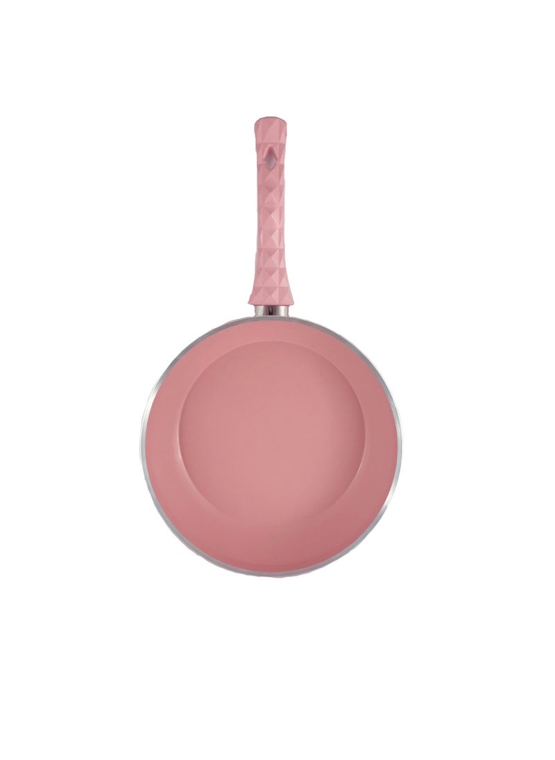 7-Piece Farah Cookware Set - Tempered Glass Lids - 2 Deep Pots - 1 Low Pot - 1 Frypan - Non-Stick Ceramic Surface - PFOA Free - Pink