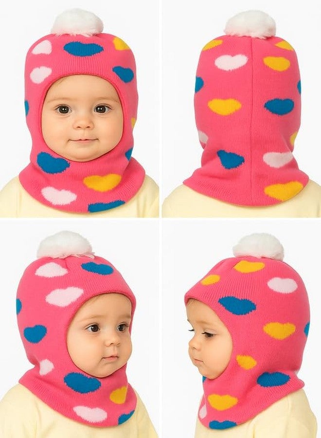 MIKONIKO Baby Soft Woolen Monkey Cap for Babies | Warm & Stretchable Winter Cap | Unisex Multicolor Beanie Hat Pink (1-2 Years) - Image 5