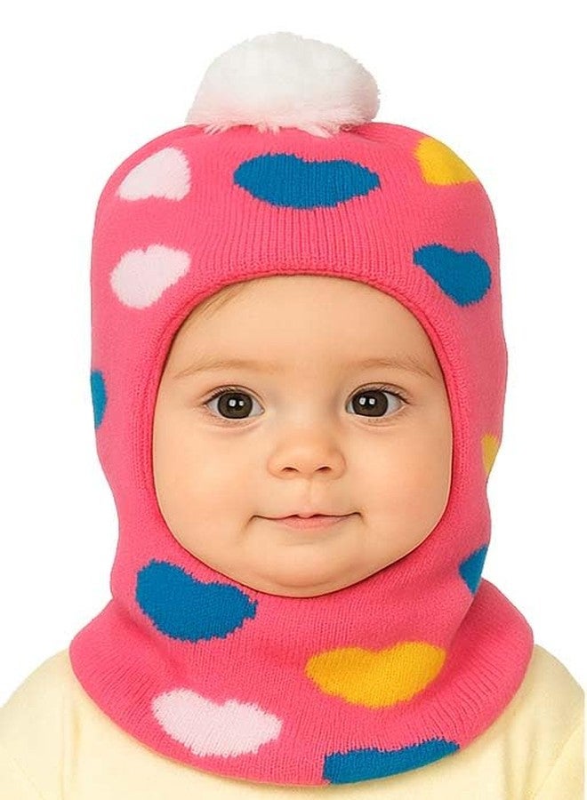 MIKONIKO Baby Soft Woolen Monkey Cap for Babies | Warm & Stretchable Winter Cap | Unisex Multicolor Beanie Hat Pink (1-2 Years) - Image 1