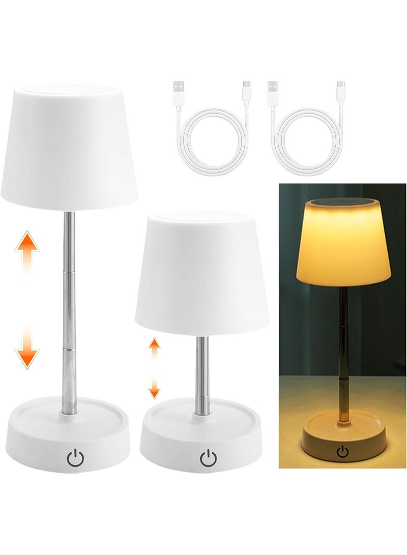 Telescopic table lamp, LED table lamp with rechargeable battery and USB port, adjustable height bedside lamp for living room, nightstand, bedroom, and outdoor decor - Image 1