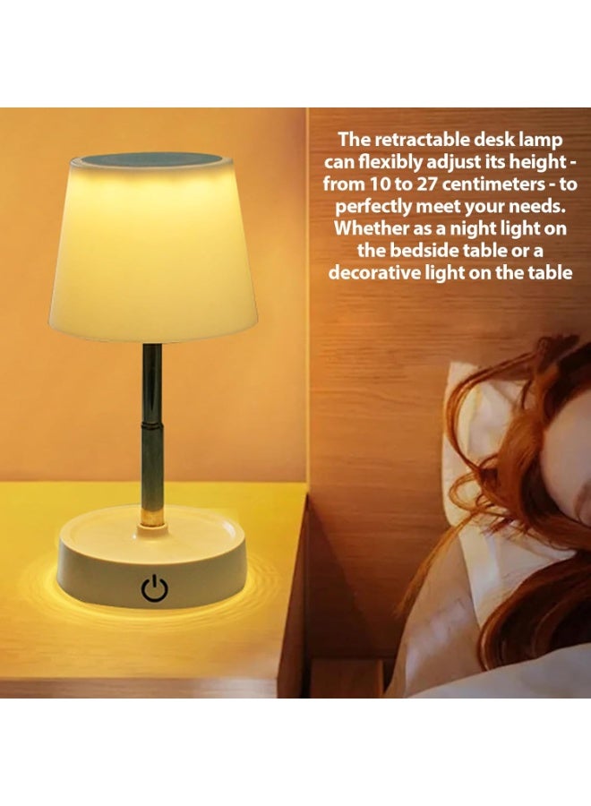 Telescopic table lamp, LED table lamp with rechargeable battery and USB port, adjustable height bedside lamp for living room, nightstand, bedroom, and outdoor decor - Image 3