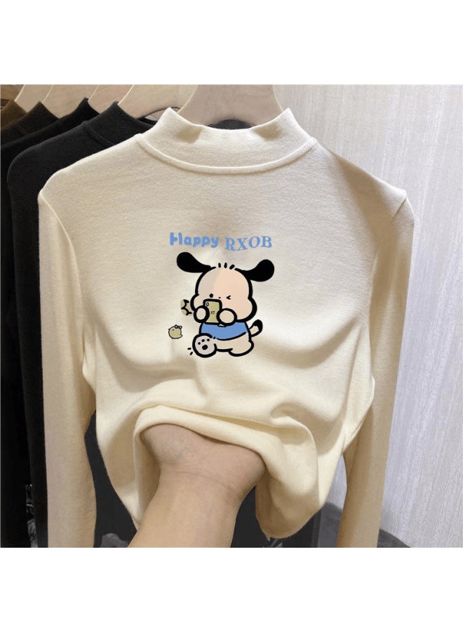 Girls' Double-sided Velvet Half Turtleneck Long-sleeved T-shirt Autumn And Winter New Medium And Large Kidsren's Bottoming Shirt