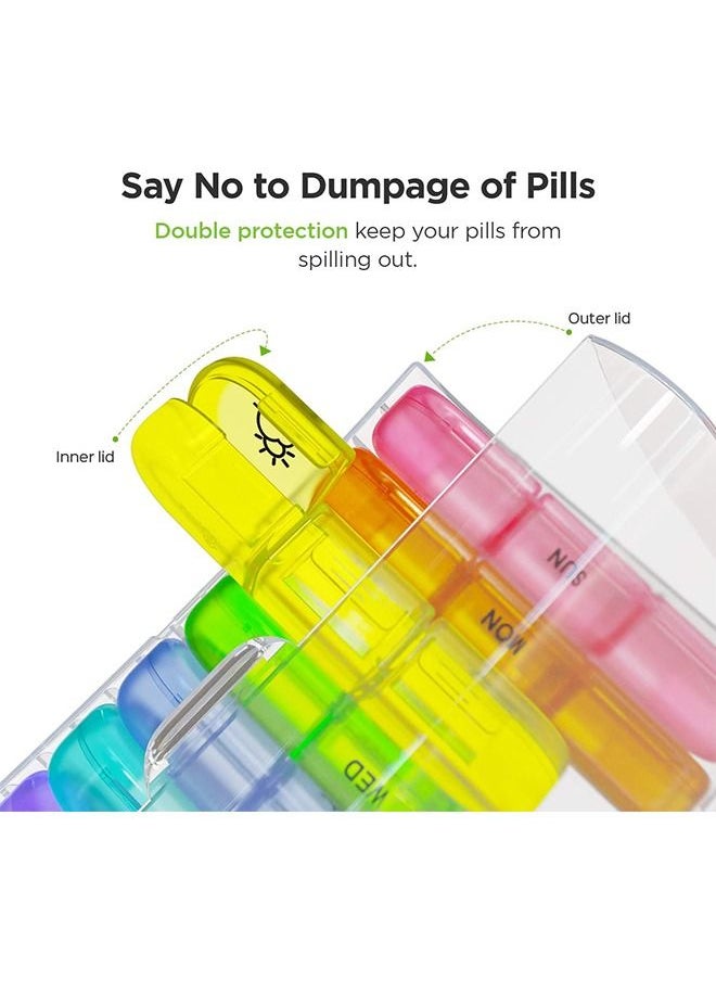 HS - Excefore Box 7 Day, Organiser 4 Times a Day Medicine Box, Travel Tablet Boxes Weekly to Hold Medication, Vitamins, Supplements and Cod Liver Oil - Image 1