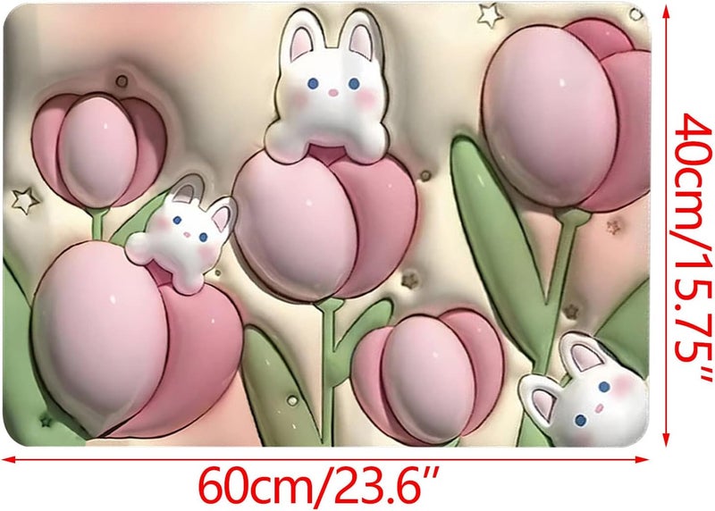 comfrt 3D Vision Front Doormats Entryway Doormat, Bathroom Rug Mat, Soft and Absorbent Soft Diatom Mud Bath Rugs, Expansion Small Flower 3D Vision Bathroom Toilet Non-Slip Floor Mat (G) - Image 3