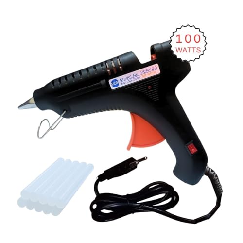 VCR 100W Professional Hot Melt Glue Gun for Crafting & DIY Purpose - 100 Watts - ON/Off Switch for Precise Glue Output - Easy To Use Black Glue Gun + 10 Transparent - 11mm Glue Sticks - VCR 100 - Image 2