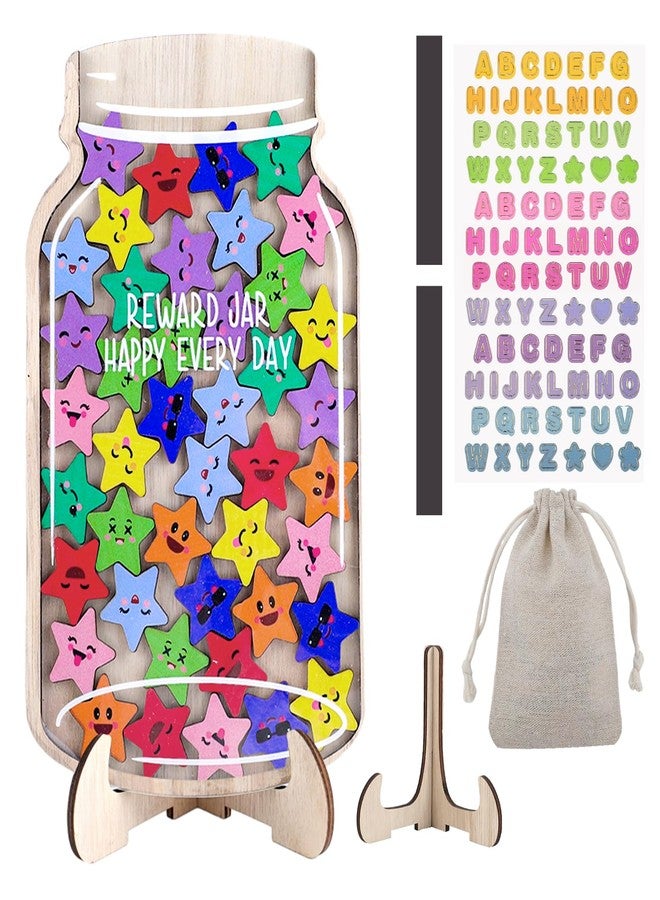 Fyguard 45Pcs Magnetic Reward Jar for Kids, Large 9.8" Star Jars Reward System, Magnetic Rewards for Kids Home Personal Behavior School Classroom Incentives Potty Training with Colorful DIY Name Stickers - Image 1