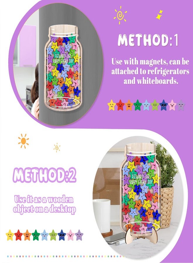 Fyguard 45Pcs Magnetic Reward Jar for Kids, Large 9.8" Star Jars Reward System, Magnetic Rewards for Kids Home Personal Behavior School Classroom Incentives Potty Training with Colorful DIY Name Stickers - Image 3