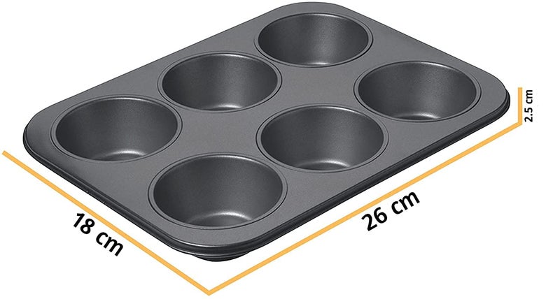 McMus Cake Baking and Decoration Tools Combo of Round Shape Cake Mould Bread Loaf Pan and 6 Slot Cup Cake Muffin Tray with Paper CakeCup Liners Bake Ware Combo Cake Making Supplies - Image 3