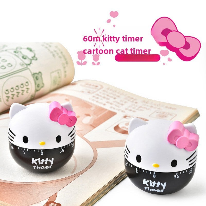 Cartoon Kitty Kitchen Timer for Cooking Rose Red 