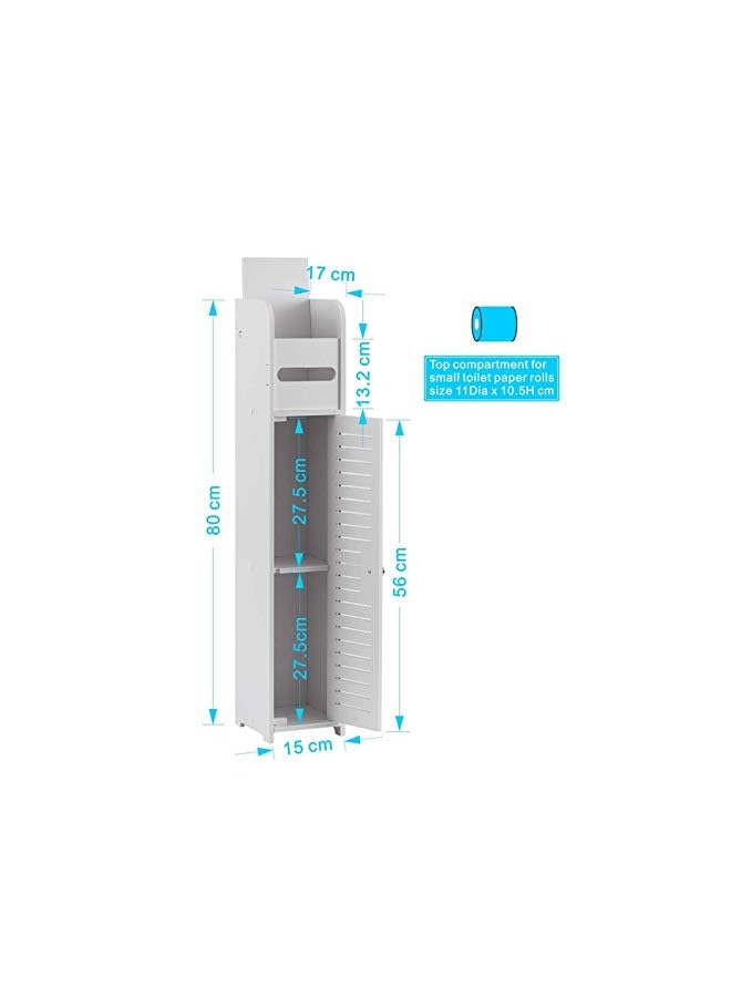 Raxoom HOOME Small Bathroom Storage Corner Floor Cabinet Storage with Doors and Shelves,Thin Toilet Vanity Cabinet,Narrow Bath Sink Organizer,Towel Storage Shelf for Paper Holder,White - Image 4