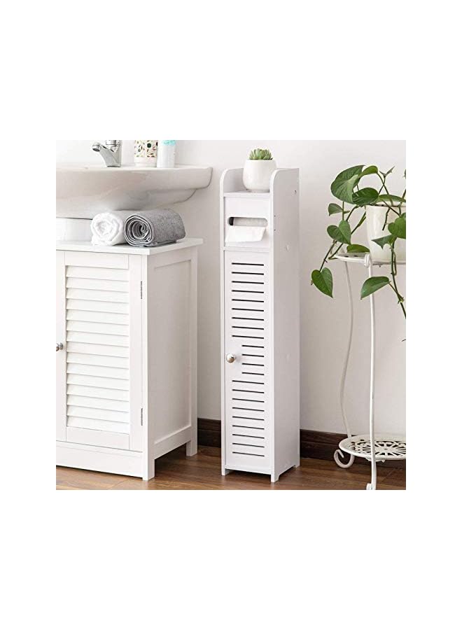 Raxoom HOOME Small Bathroom Storage Corner Floor Cabinet Storage with Doors and Shelves,Thin Toilet Vanity Cabinet,Narrow Bath Sink Organizer,Towel Storage Shelf for Paper Holder,White - Image 5