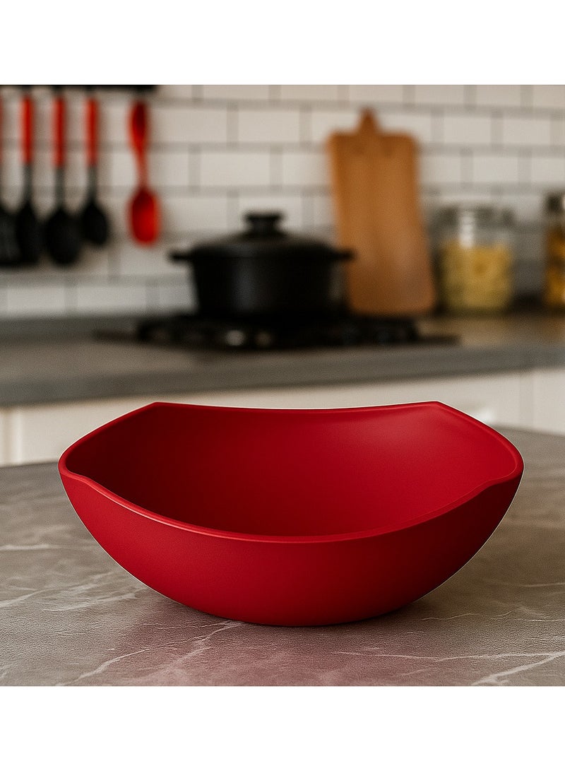 favilla High-quality plastic fruit bowl, small - Code 1054 - Burgundy - Wave shape - Image 1