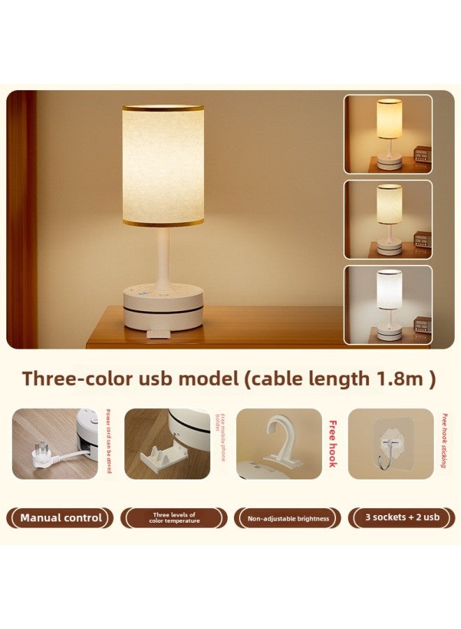 Intelligent Voice Control Bedside Lamp Atmosphere Lamp Multifunctional Desk Lamp Socket Plug Panel With Line Creative Night Light Colorful-Specifications:C10 Three Colors With Usb 1.8m