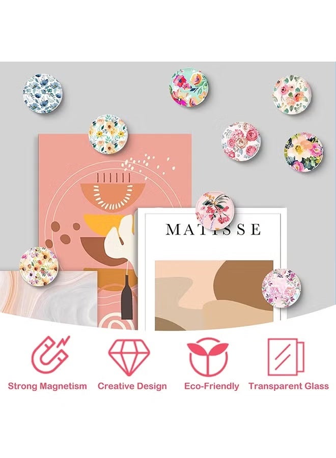 Fridge Magnet,12PCS Glass Strong Magnetic Refrigerator Fridge Magnets Set,Colorful Flowers Crystal Fridge Magnets Decoration for Crafts,suit for Kitchen, Office, School, Whiteboard - Image 3