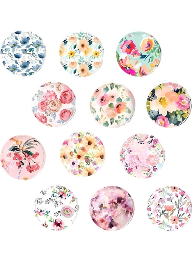 Fridge Magnet,12PCS Glass Strong Magnetic Refrigerator Fridge Magnets Set,Colorful Flowers Crystal Fridge Magnets Decoration for Crafts,suit for Kitchen, Office, School, Whiteboard - Image 1