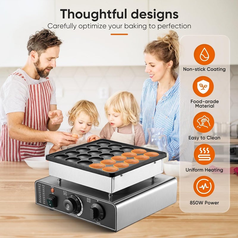 BLEND ART Blend Art Mini Pancake Maker Machine Electric Commercial Pancake Maker Nonstick Adjustable Heat 25 Mini Pancakes at Once Perfect for Breakfast Desserts Home Restaurant Use 950W Power  - Image 3
