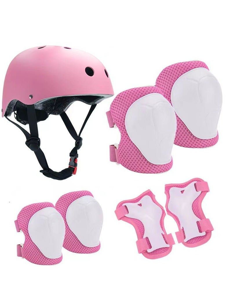 Kids Helmet and Knee Pad Set, 7 in 1 Knee Elbow Pads Wrist Guards Helmet Multi Adjustable Sports Safety Protection Pads for Kids Teenagers Scooter Skating Cycling - Image 2