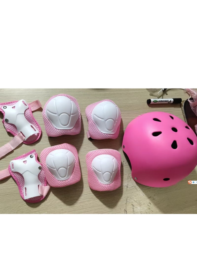 Kids Helmet and Knee Pad Set, 7 in 1 Knee Elbow Pads Wrist Guards Helmet Multi Adjustable Sports Safety Protection Pads for Kids Teenagers Scooter Skating Cycling - Image 1