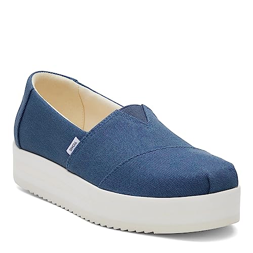 TOMS Women's Alpargata Midform Canvas Espadrille Loafer Flat, Majolica Blue, 9 - Image 1