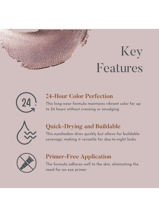 دوم بيوتي ظلال عيون كريمية تدوم 24 ساعة من دوم بيوتي آي جويلز، نباتية وخالية من القسوة، مكياج عيون بلمسة نهائية مشرقة لجميع ألوان البشرة، سهلة الدمج ومقاومة للتلطخ، بلاتينيوم، 0.15 أونصة سائلة - Image 3