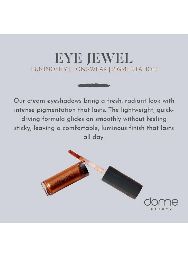 دوم بيوتي ظلال عيون كريمية تدوم 24 ساعة من دوم بيوتي آي جويلز، نباتية وخالية من القسوة، مكياج عيون بلمسة نهائية مشرقة لجميع ألوان البشرة، سهلة الدمج ومقاومة للتلطخ، بلاتينيوم، 0.15 أونصة سائلة - Image 2