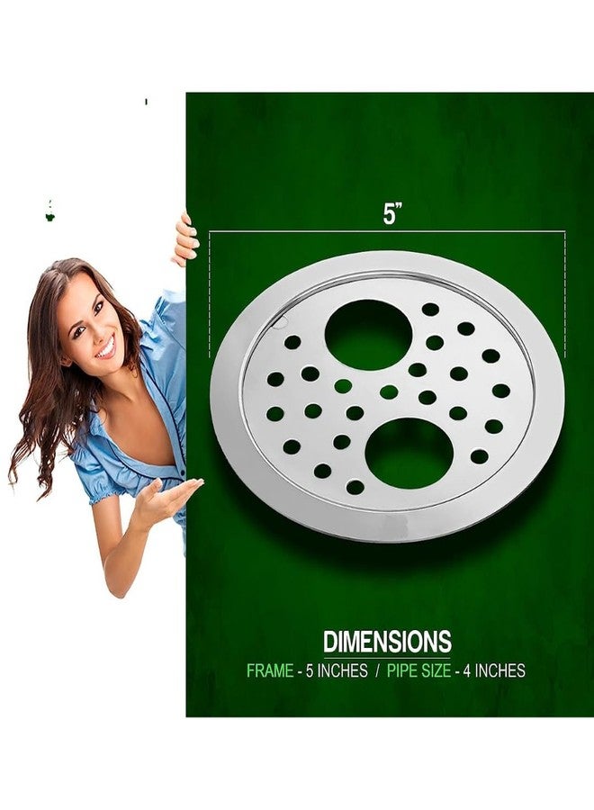 BATHONIX شبكة قفل دائرية مزدوجة الفتحات من الفولاذ المقاوم للصدأ من باثونيكس مقاس 5 بوصات للحمام والمطبخ (عبوة من قطعتين) - Image 3