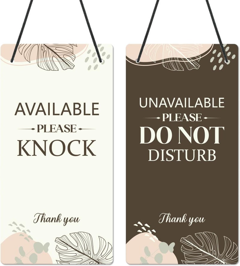 Shejdgart Do Not Disturb Door Hanger Sign - Brown Available Please Knock Door Signs Double Sided Reversible Front Door Sign PVC Hanger Plaque for Business Session Treatment Office Clinic Meeting - Image 1
