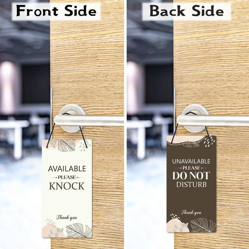 Shejdgart Do Not Disturb Door Hanger Sign - Brown Available Please Knock Door Signs Double Sided Reversible Front Door Sign PVC Hanger Plaque for Business Session Treatment Office Clinic Meeting - Image 4